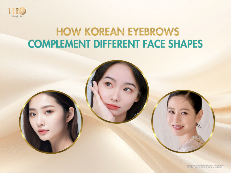 Three women with different face shapes showcasing how Korean eyebrows enhance their natural beauty.