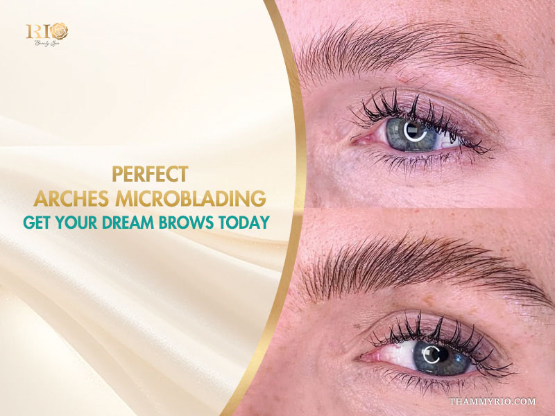 Professional arches microblading before and after results at Rio Beauty Spa.
