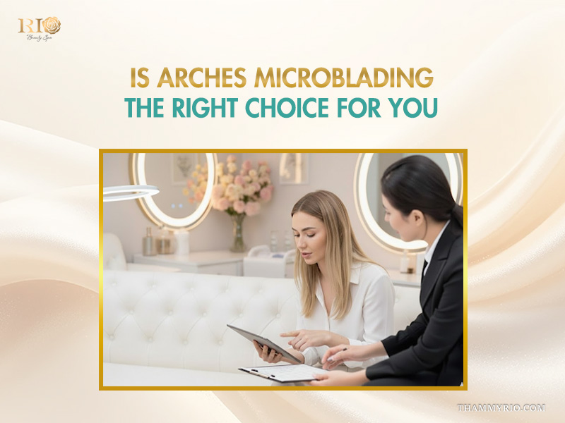 Professional consultation for arches microblading services at Rio Beauty Spa.