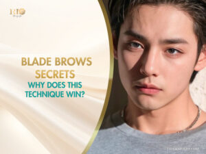 Close-up of a man with natural blade brows hairstyle and groomed eyebrows by Rio Beauty Spa.