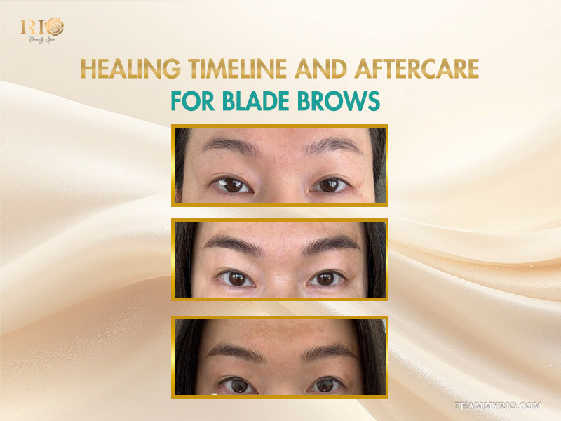 Comparison of healing timeline and stages for blade brows eyebrows over several days.