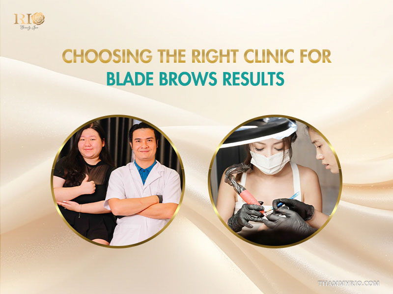 Professional team and expert performing blade brows technique at Rio Beauty Spa for high quality results.
