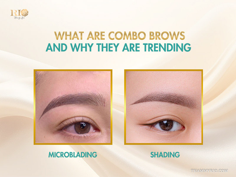 Comparison between microblading and shading techniques to create combo brows.