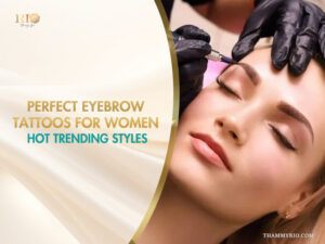 Professional eyebrow tattoos for women being applied at a beauty spa for a natural and trendy look.