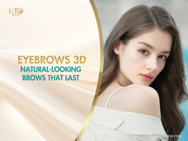 A woman with natural-looking 3D eyebrows by Rio Beauty Spa.
