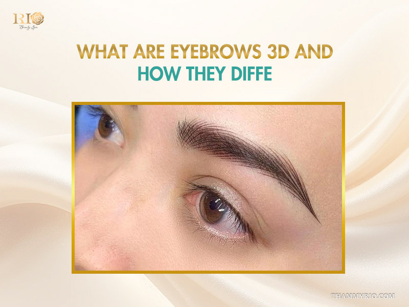 Close up of professional eyebrows 3D embroidery showing realistic hair strokes.