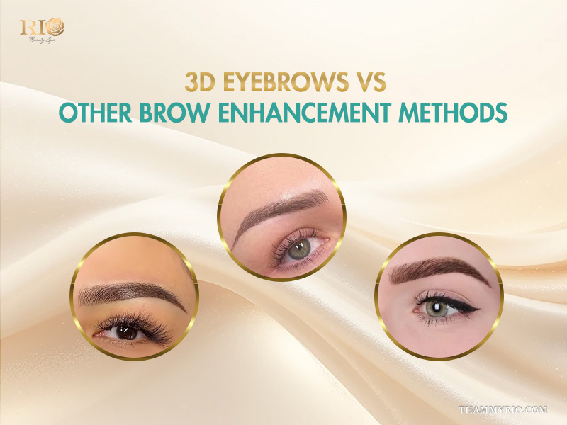 Comparison between eyebrows 3D and other brow enhancement methods like microblading or shading.