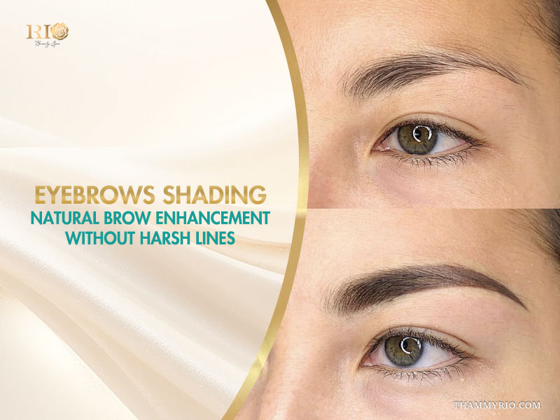 Professional eyebrows shading before and after result showing natural brow enhancement at Rio Beauty Spa.
