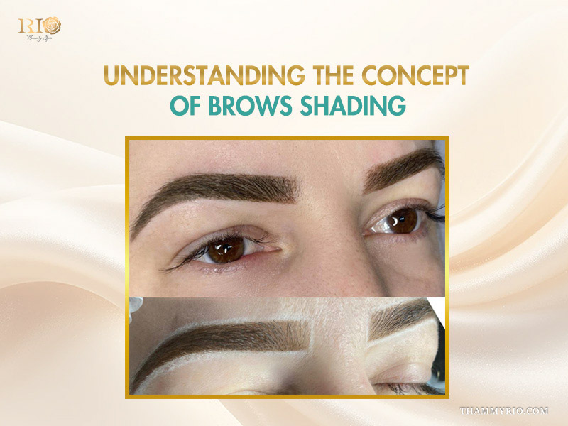 Close-up of eyebrows shading results demonstrating the concept of soft powder-filled brows at Rio Beauty Spa.
