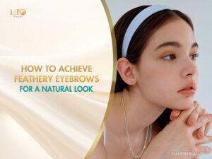 Model showing feathery eyebrows for a natural look by Rio Beauty Spa.
