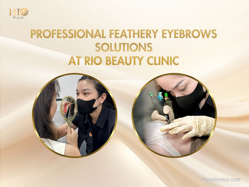 Experts performing professional feathery eyebrows solutions at Rio Beauty Clinic.