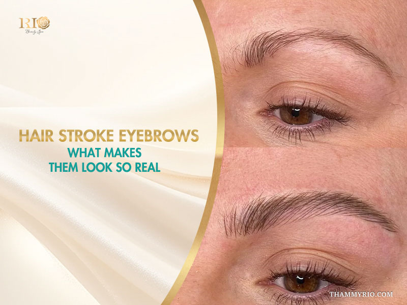 Professional hair stroke eyebrows before and after results at Rio Beauty Spa.