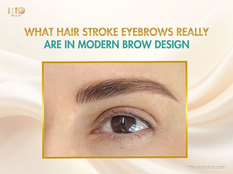 Close up of modern hair stroke eyebrows design at Rio Beauty Spa.