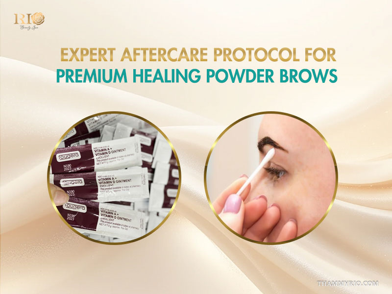 Proper application of ointment for premium healed powder brows.