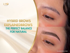 Professional specialist performing hybrid brows treatment in a modern salon setting.