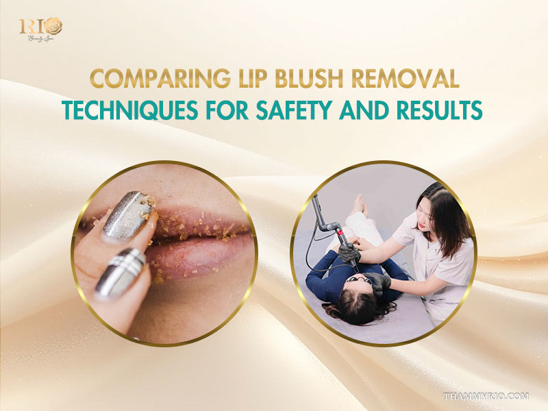 Comparing different lip blush removal techniques for safety and professional results.
