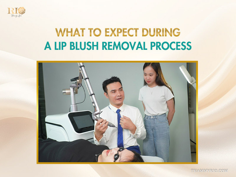 Professional consultation about what to expect during a lip blush removal process.