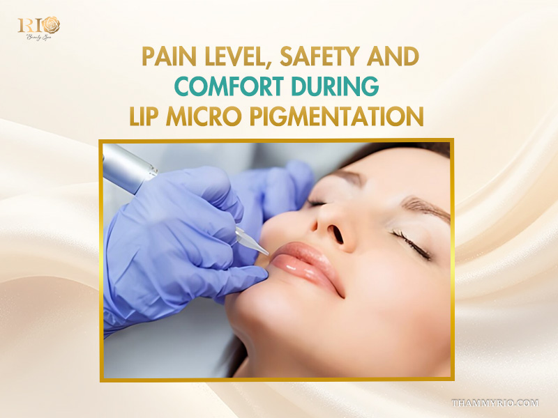 Professional and safe lip micro pigmentation procedure ensuring client comfort at Rio Beauty Spa.