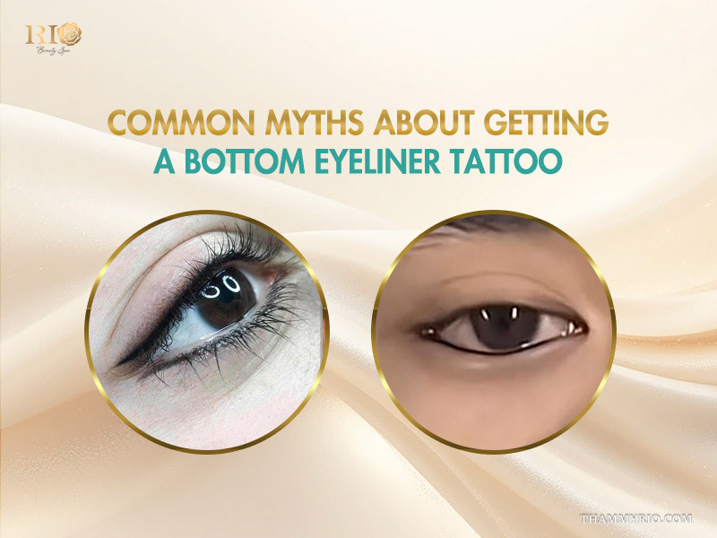 Comparison of a professional lower eyeliner tattoo versus a poorly executed one to debunk common myths.