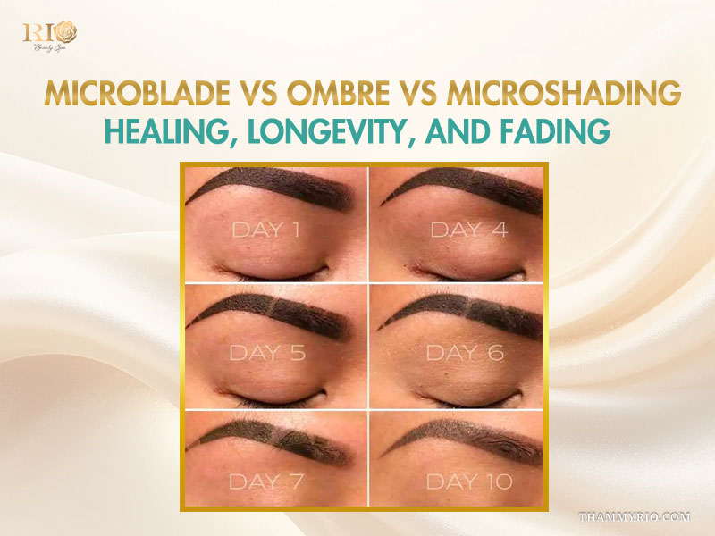 Microblade vs ombre vs microshading: Which truly wins? 4 Step by step healing process from day 1 to day 10 for microblade vs ombre and microshading.