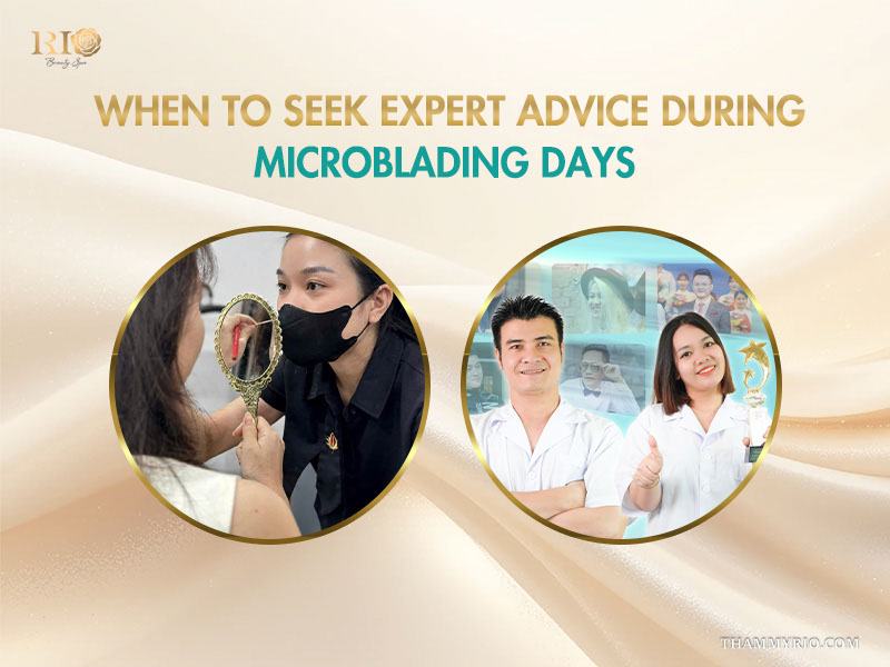 Consultation with experts during microblading days at Rio Beauty Spa for brow care advice.