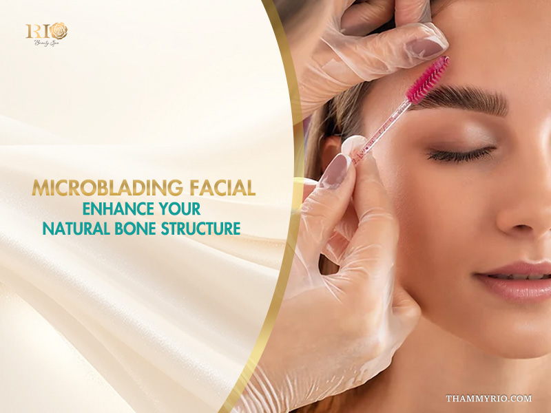 Microblading facial procedure to enhance eyebrow shape and natural bone structure.