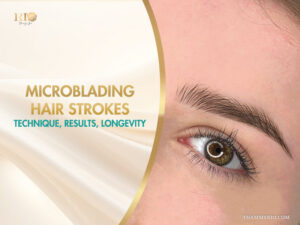 Professional microblading hair strokes result showing natural eyebrow enhancement.