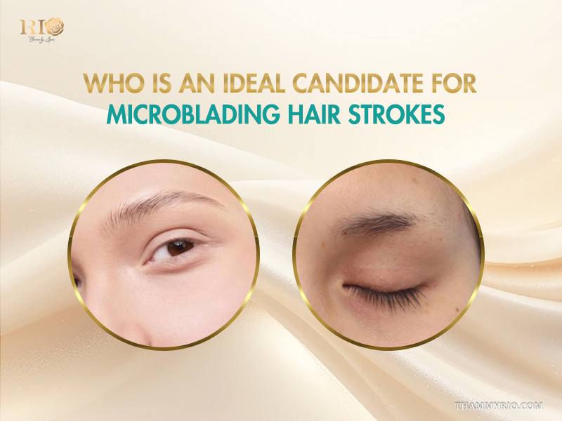 Close-up of natural eyebrows showing ideal candidates for microblading hair strokes to enhance brow density.