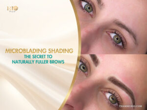 Professional microblading shading before and after results for naturally fuller eyebrows.