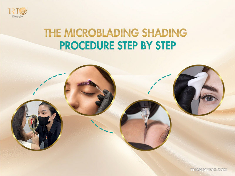 Professional microblading shading procedure step by step at Rio Beauty Spa.
