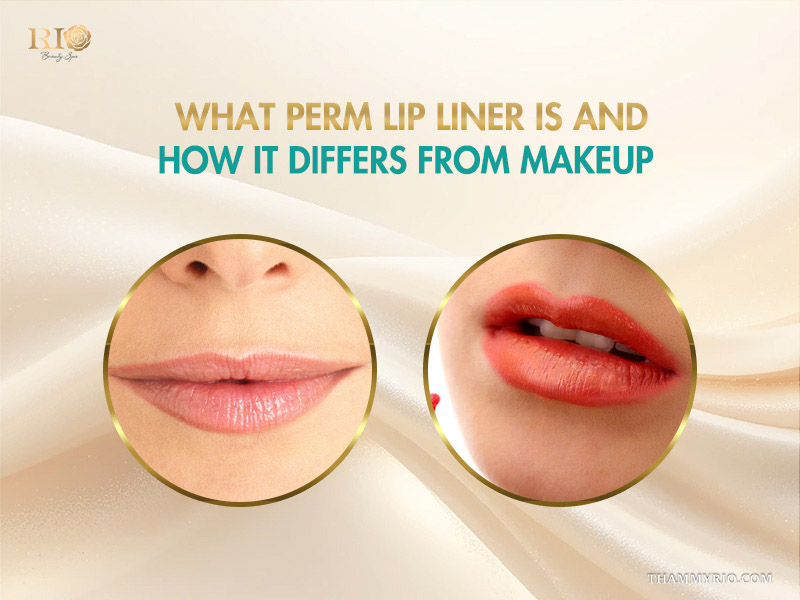 Comparison between natural lips and lips enhanced with perm lip liner to show the difference from traditional makeup.