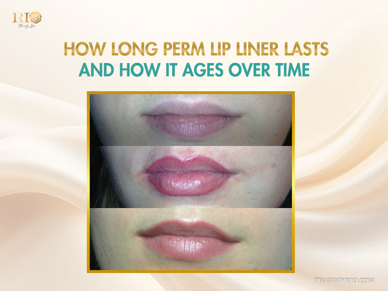 Transformation of lips showing how perm lip liner lasts and ages naturally over time.