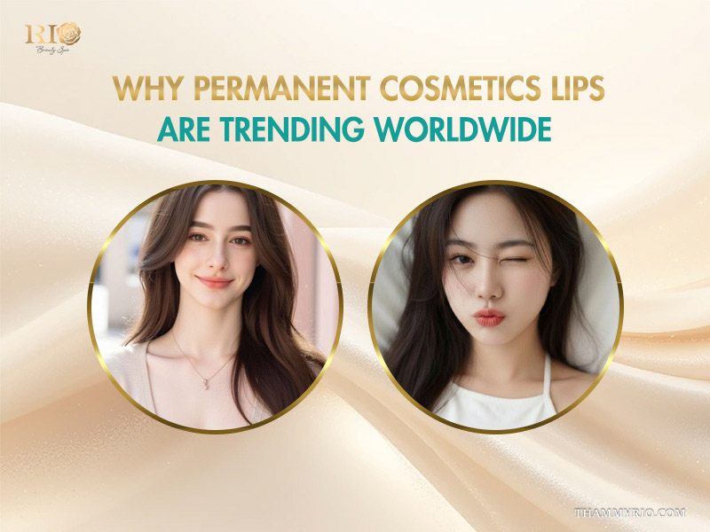 Two models showcasing different styles of permanent cosmetics lips trending worldwide at Rio Beauty Spa.
