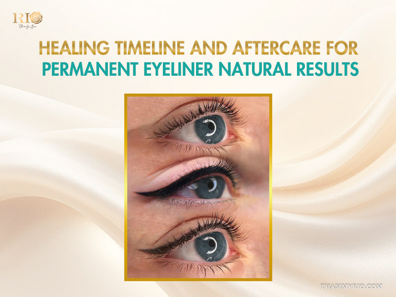 Healing timeline and aftercare results for permanent eyeliner natural technique.