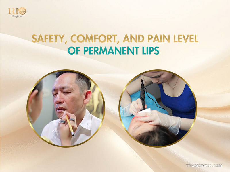 Professional technician performing a permanent lips procedure for a client with a focus on safety and comfort.