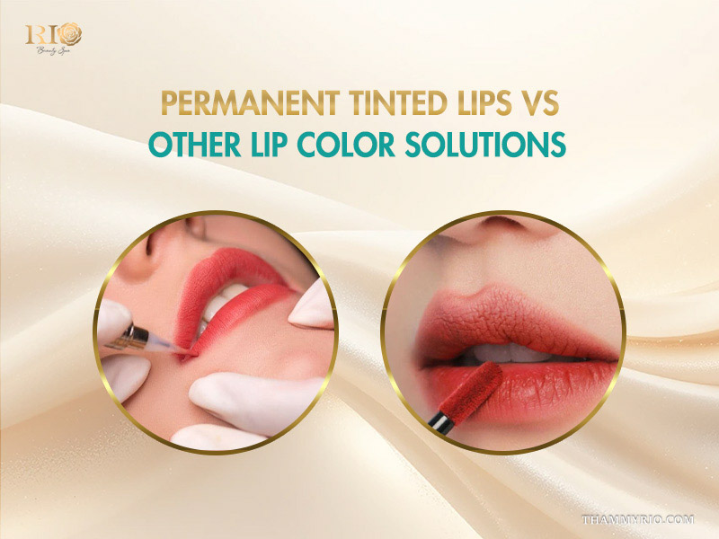 Comparison between permanent tinted lips and traditional lip color solutions.