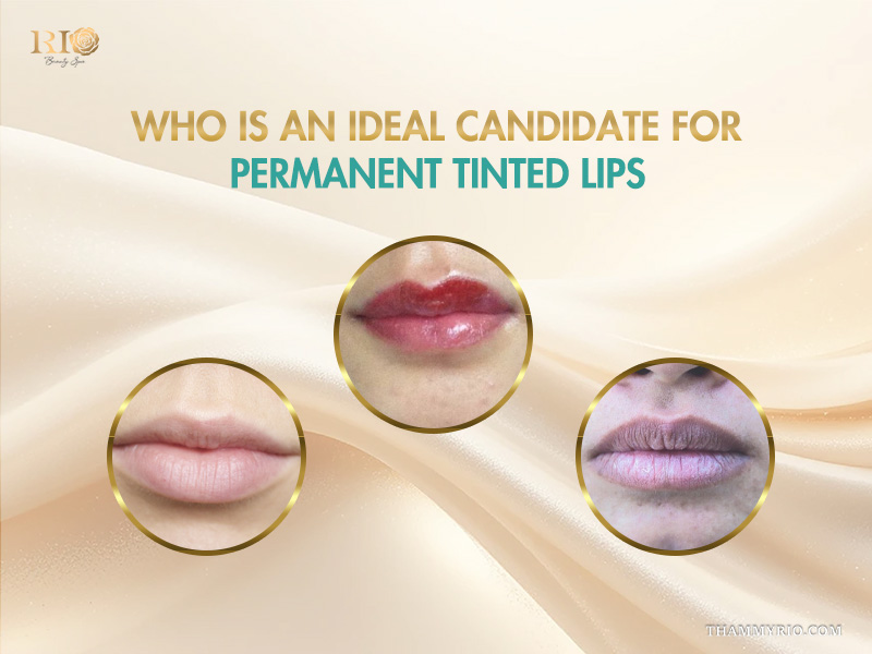 Ideal candidates for permanent tinted lips shown in three lip examples.