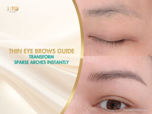 Professional transformation of thin eye brows with microblading technique