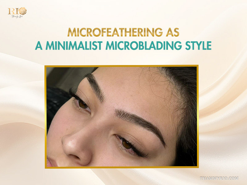 Microfeathering technique as one of the minimalist types of microblading for natural eyebrow enhancement.