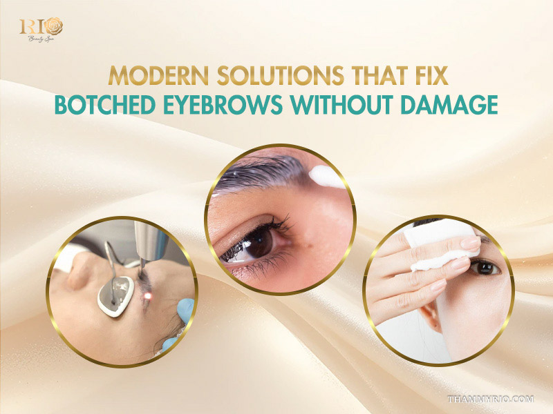 Professional laser treatment and cleaning steps to fix botched eyebrows without skin damage.