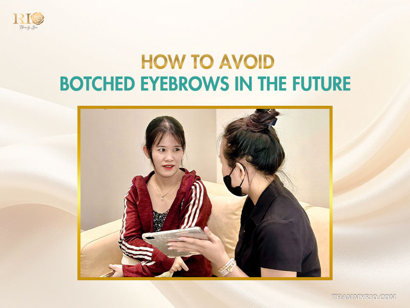 Professional consultation between a specialist and client on how to avoid botched eyebrows.