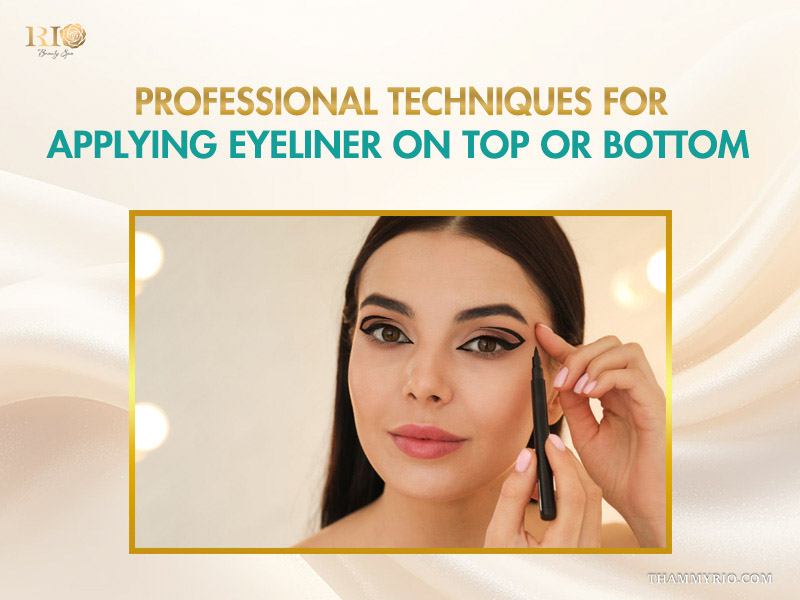 Professional techniques for applying eyeliner on top or bottom eye liner.