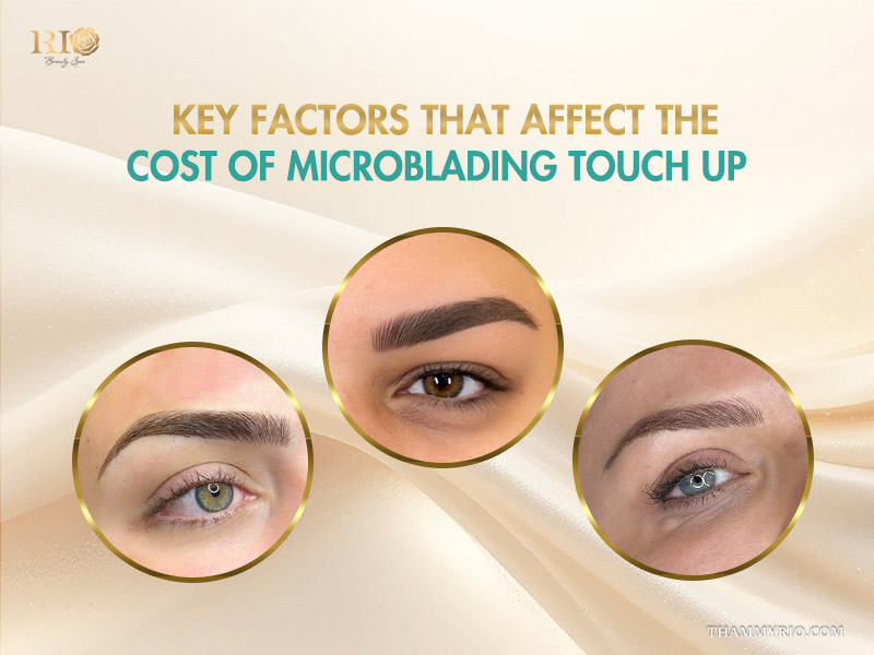 Three different eyebrow styles illustrating key factors that affect the cost of microblading touch up based on complexity.