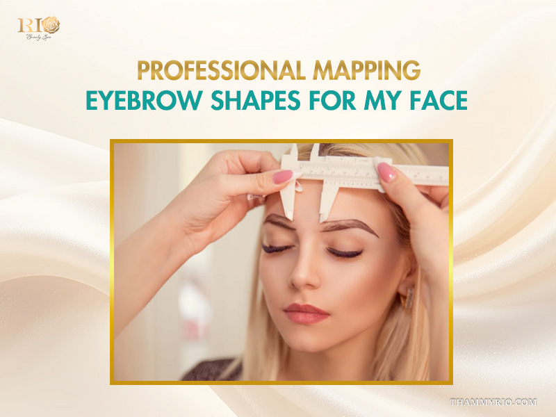 A professional technician using a caliper for mapping eyebrow shapes for my face to ensure perfect symmetry.