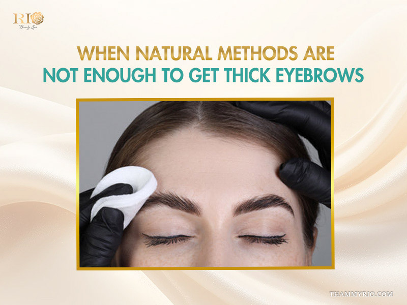 Professional brow cleaning for a client when natural methods are not enough to get thick eyebrows.