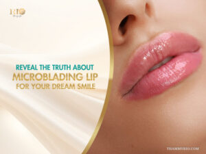 Close-up of glossy pink lips after a microblading lip procedure at Rio Beauty Spa.