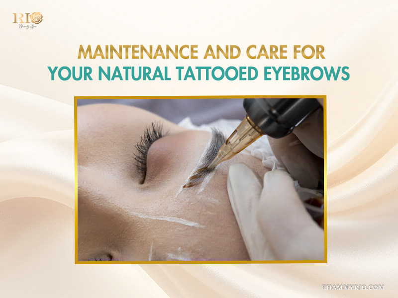 Expert maintenance and care for your natural tattooed eyebrows being performed by a professional technician.