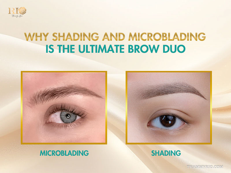 Comparison between microblading and shading techniques for eyebrows at Rio Beauty Spa.