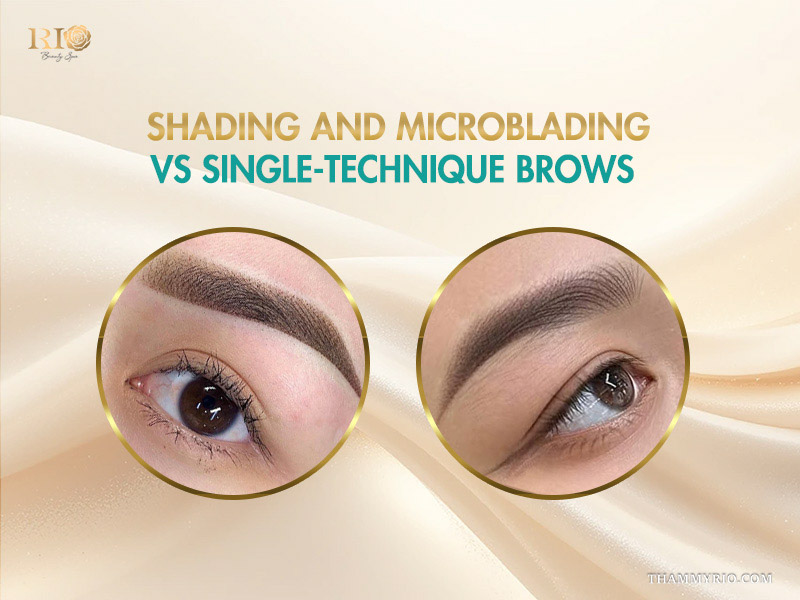Comparison between shading and microblading combined versus single-technique brows.
