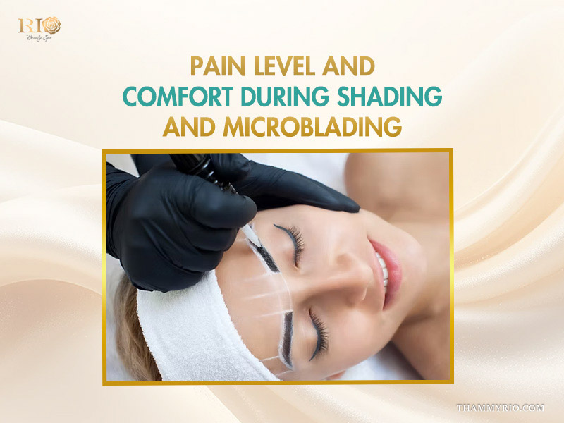 Client experiencing comfort during the shading and microblading procedure.